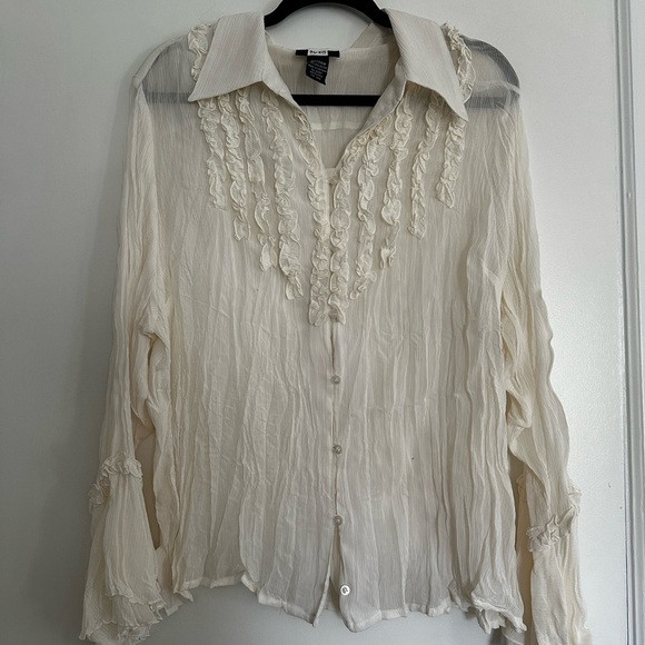 Studio 1940 Blouse Women’s 22/24W Y2K Sheer Ruffle Fairy Ethereal Cottagecore. - Picture 7 of 16